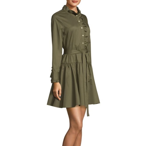 kate spade Dresses & Skirts - Kate Spade Green Ruffle Neck Long Sleeve Dress